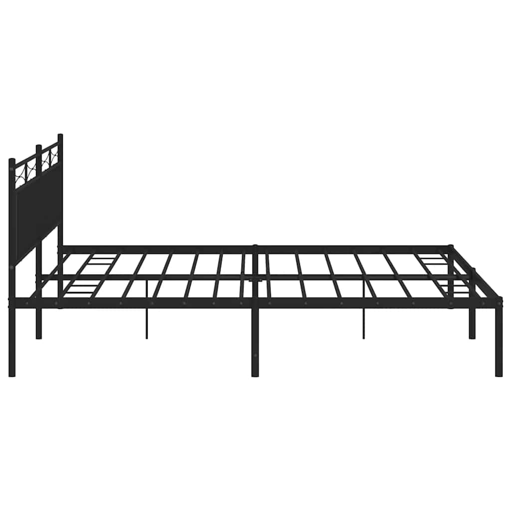 Bedframe met hoofdbord metaal zwart 193x203 cm is nu te koop bij PeponiXL, paradijselijk wonen!