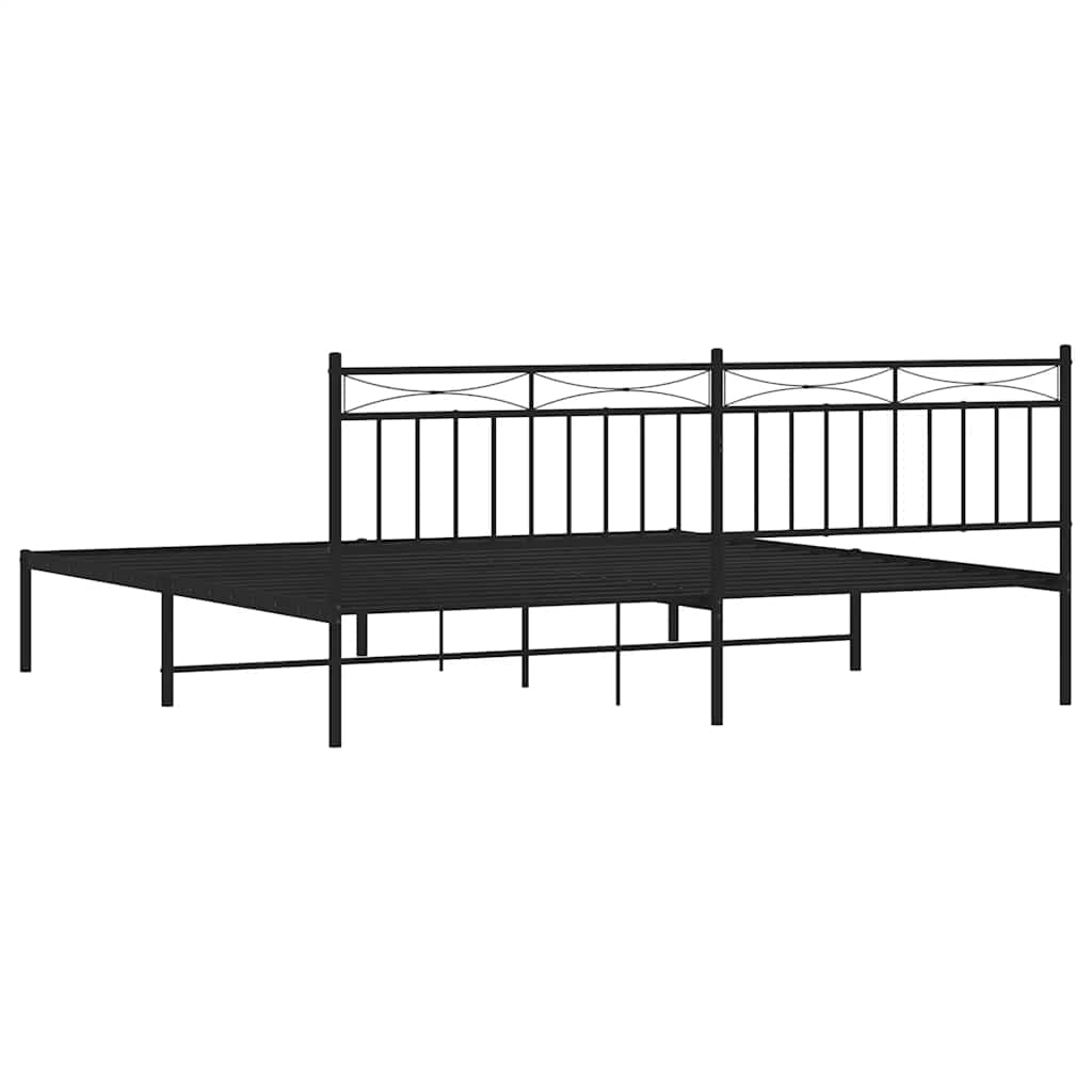 Bedframe met hoofdbord metaal zwart 193x203 cm is nu te koop bij PeponiXL, paradijselijk wonen!