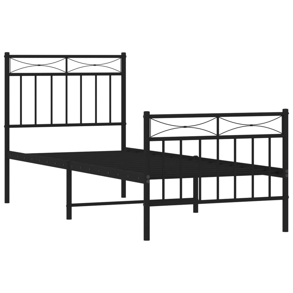 Bedframe met hoofd- en voeteneinde metaal zwart 75x190 cm is nu te koop bij PeponiXL, paradijselijk wonen!