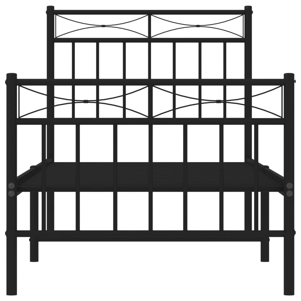 Bedframe met hoofd- en voeteneinde metaal zwart 75x190 cm is nu te koop bij PeponiXL, paradijselijk wonen!