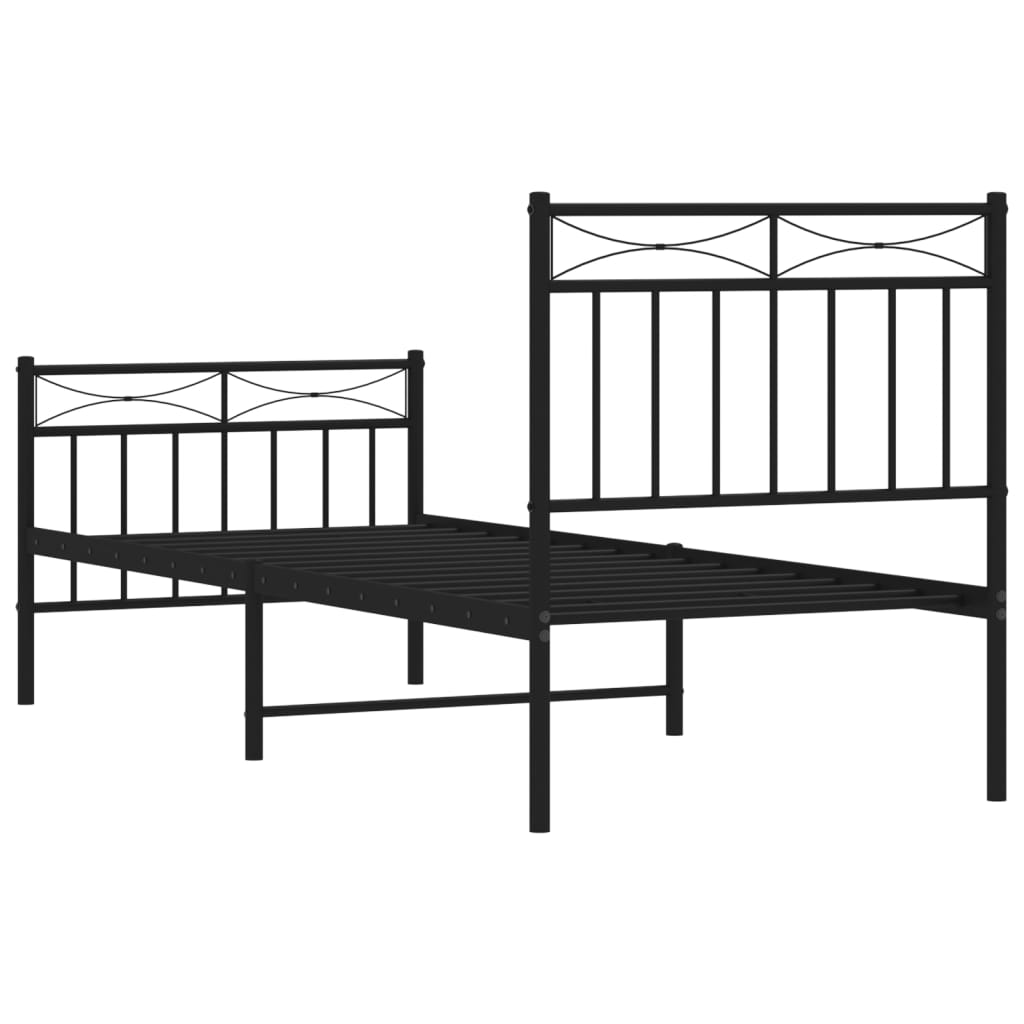Bedframe met hoofd- en voeteneinde metaal zwart 75x190 cm is nu te koop bij PeponiXL, paradijselijk wonen!