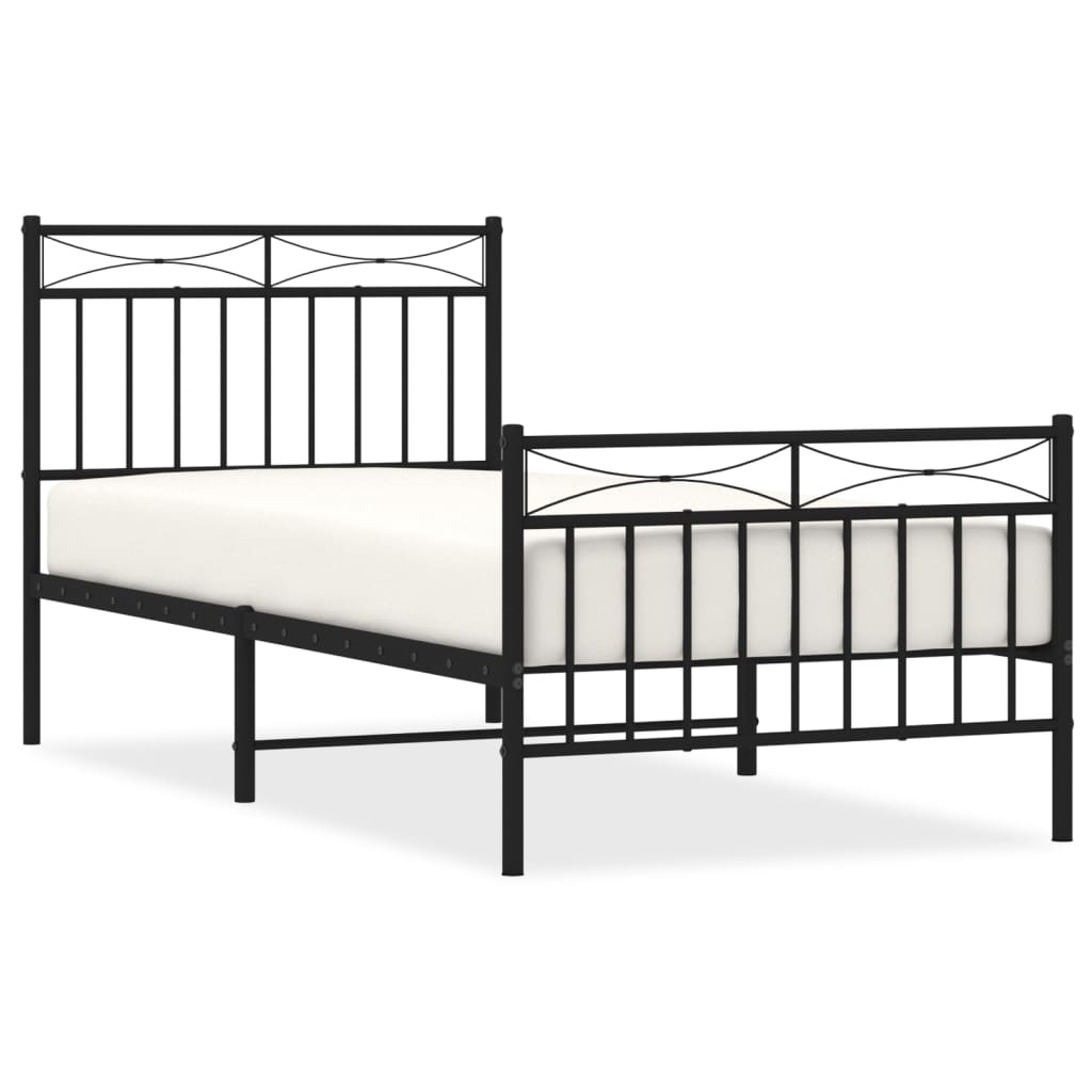 Bedframe met hoofd- en voeteneinde metaal zwart 90x200 cm is nu te koop bij PeponiXL, paradijselijk wonen!