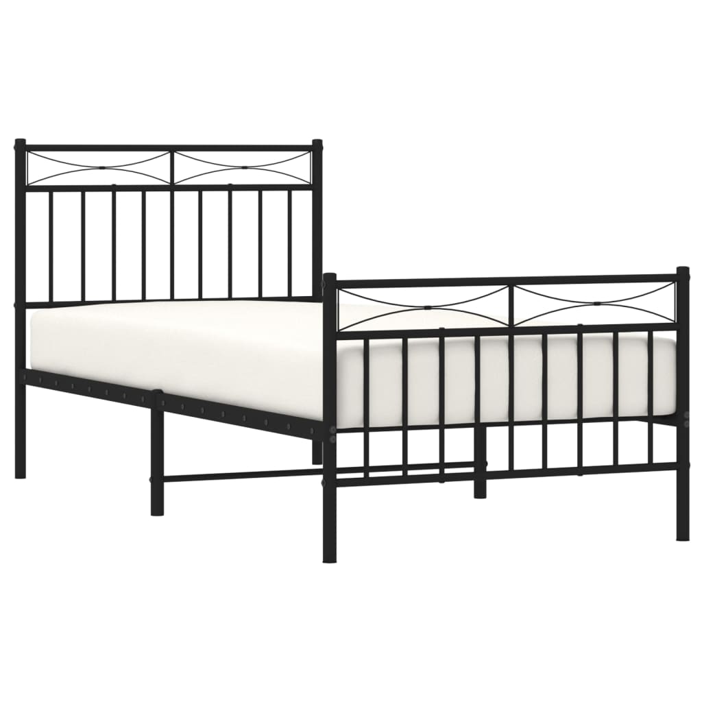 Bedframe met hoofd- en voeteneinde metaal zwart 90x200 cm is nu te koop bij PeponiXL, paradijselijk wonen!