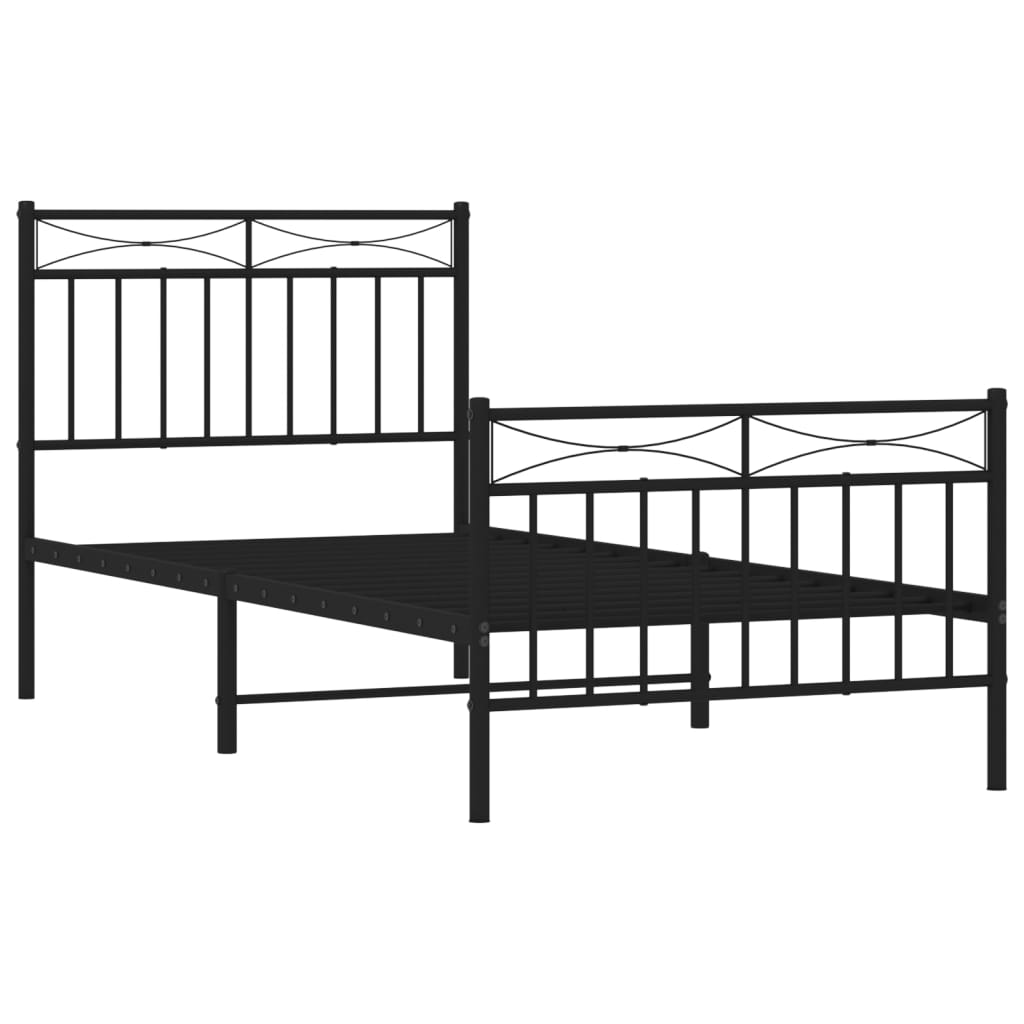 Bedframe met hoofd- en voeteneinde metaal zwart 90x200 cm is nu te koop bij PeponiXL, paradijselijk wonen!