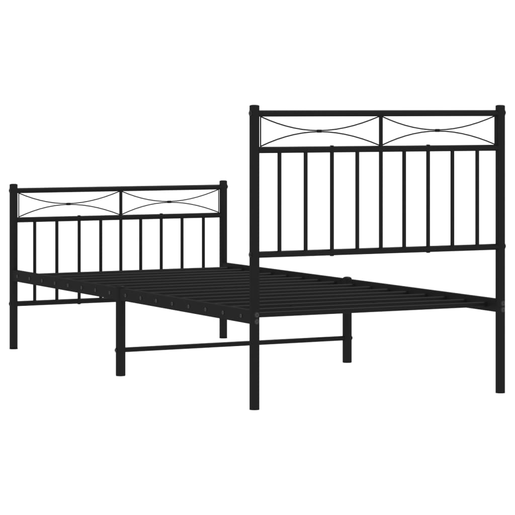 Bedframe met hoofd- en voeteneinde metaal zwart 90x200 cm is nu te koop bij PeponiXL, paradijselijk wonen!