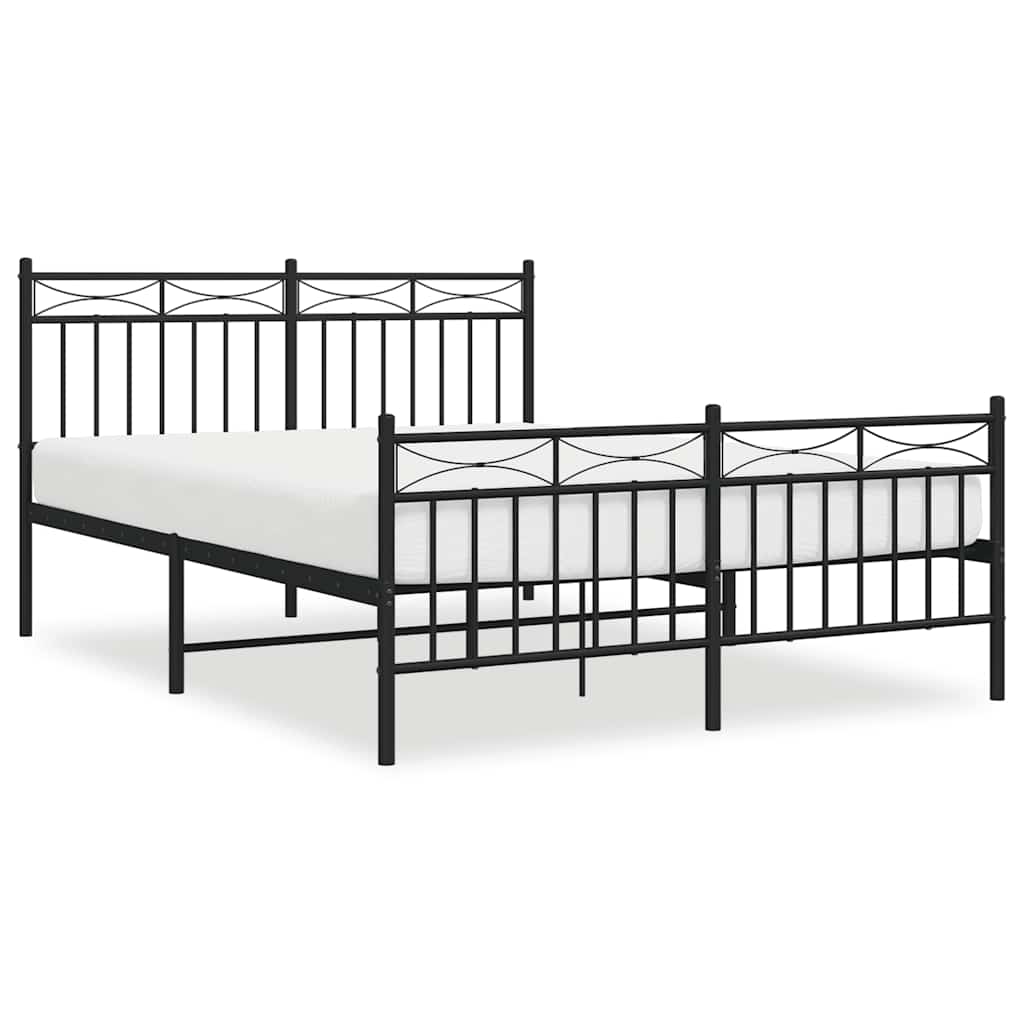 Bedframe met hoofd- en voeteneinde metaal zwart 135x190 cm is nu te koop bij PeponiXL, paradijselijk wonen!