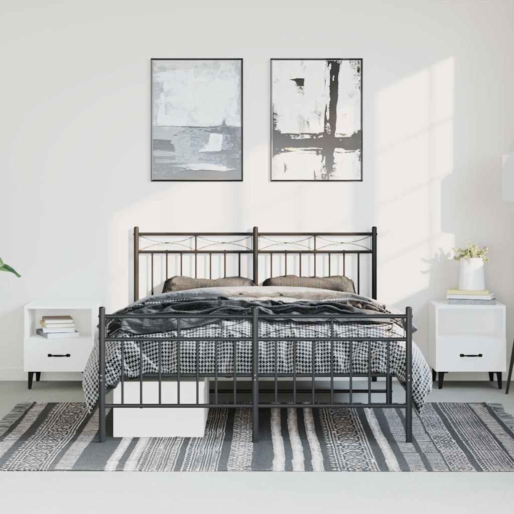 Bedframe met hoofd- en voeteneinde metaal zwart 135x190 cm is nu te koop bij PeponiXL, paradijselijk wonen!