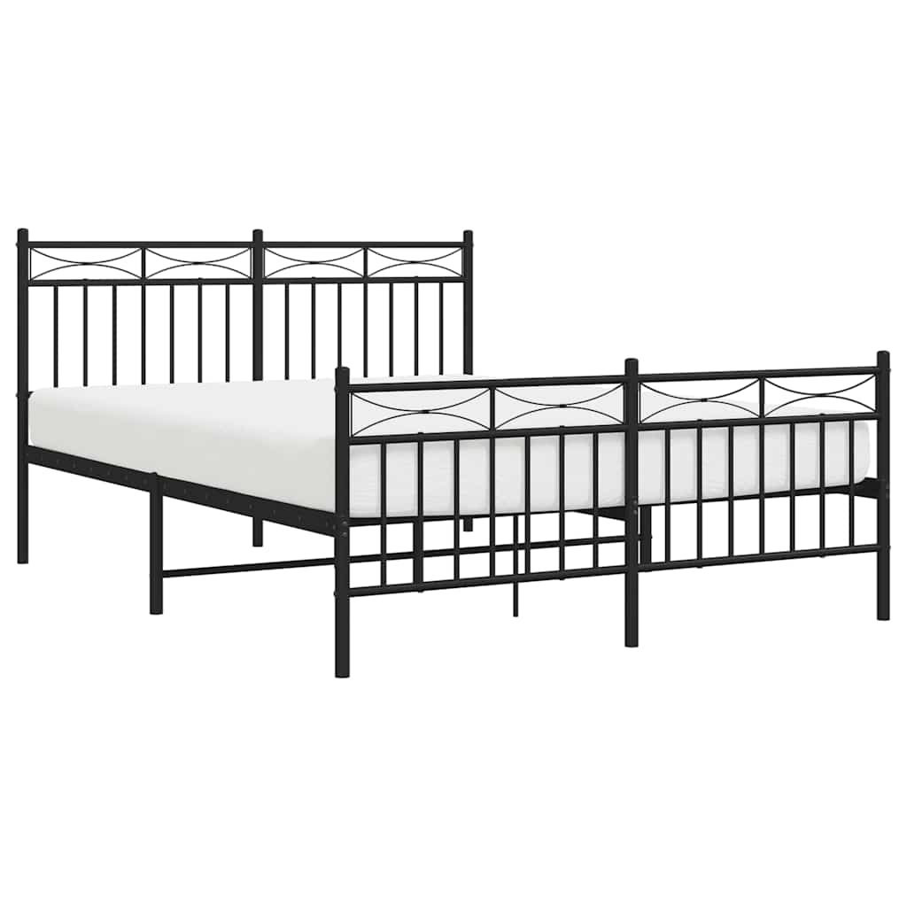 Bedframe met hoofd- en voeteneinde metaal zwart 135x190 cm is nu te koop bij PeponiXL, paradijselijk wonen!