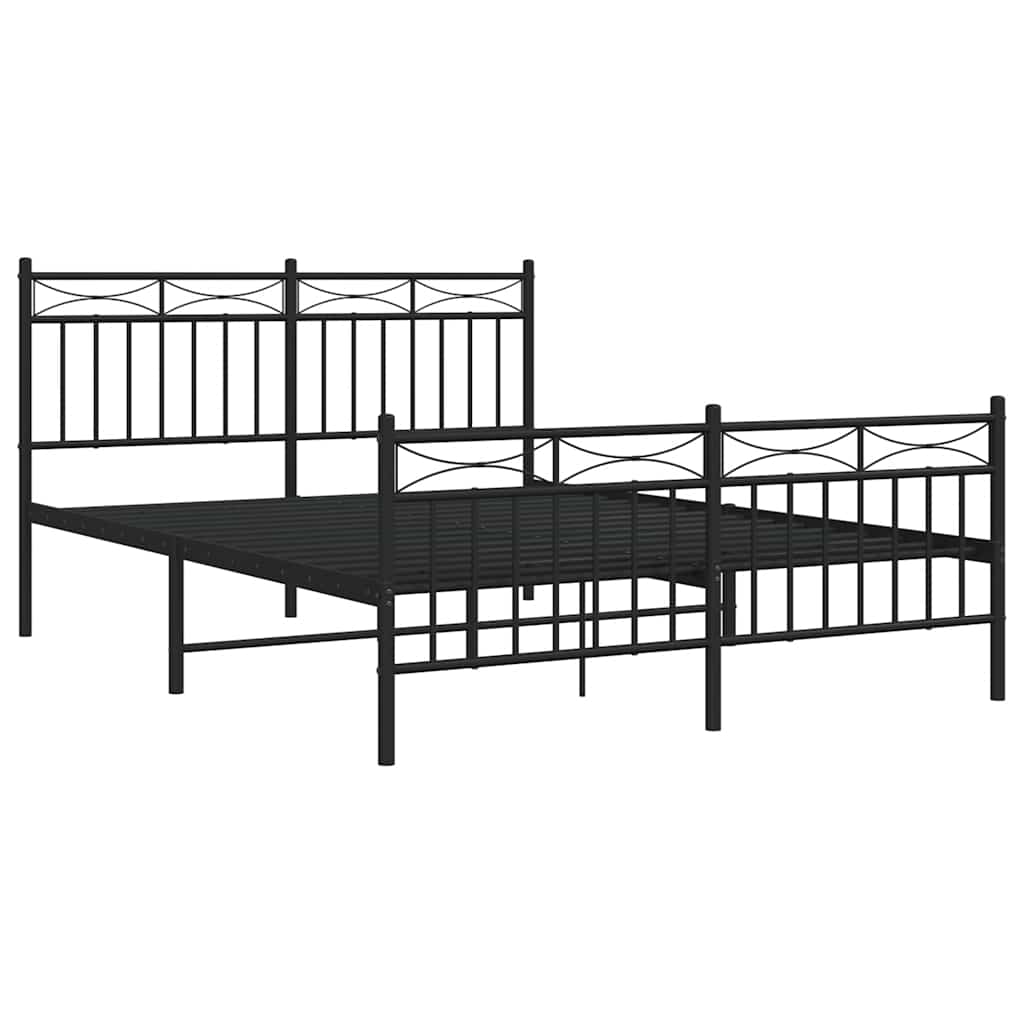 Bedframe met hoofd- en voeteneinde metaal zwart 135x190 cm is nu te koop bij PeponiXL, paradijselijk wonen!