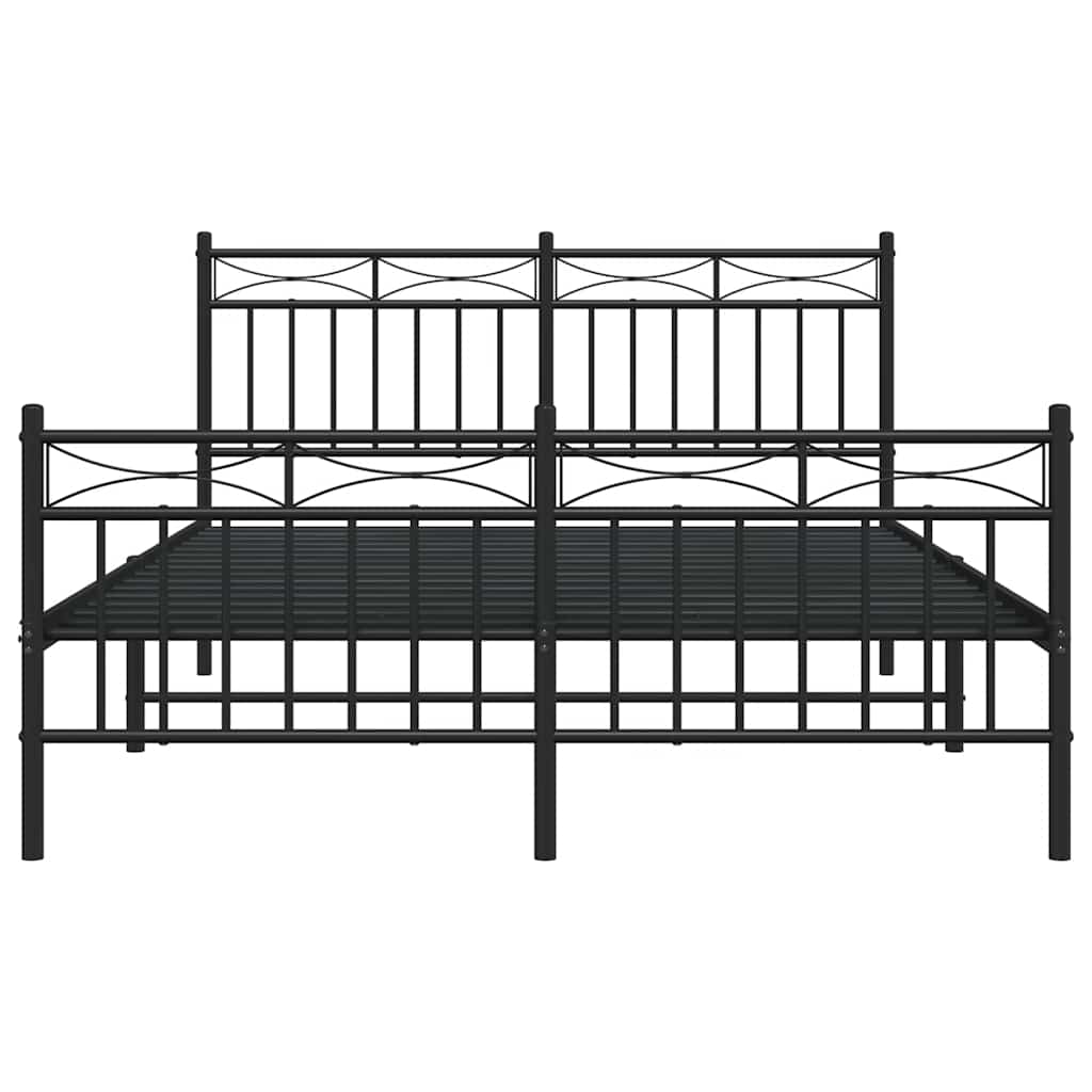 Bedframe met hoofd- en voeteneinde metaal zwart 135x190 cm is nu te koop bij PeponiXL, paradijselijk wonen!