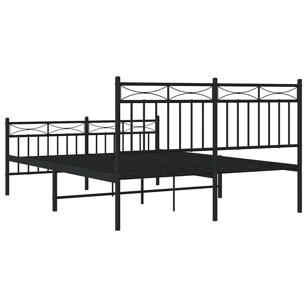 Bedframe met hoofd- en voeteneinde metaal zwart 135x190 cm is nu te koop bij PeponiXL, paradijselijk wonen!
