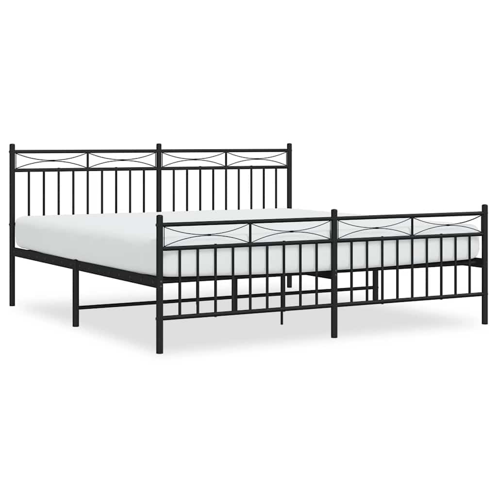 Bedframe met hoofd- en voeteneinde metaal zwart 183x213 cm is nu te koop bij PeponiXL, paradijselijk wonen!