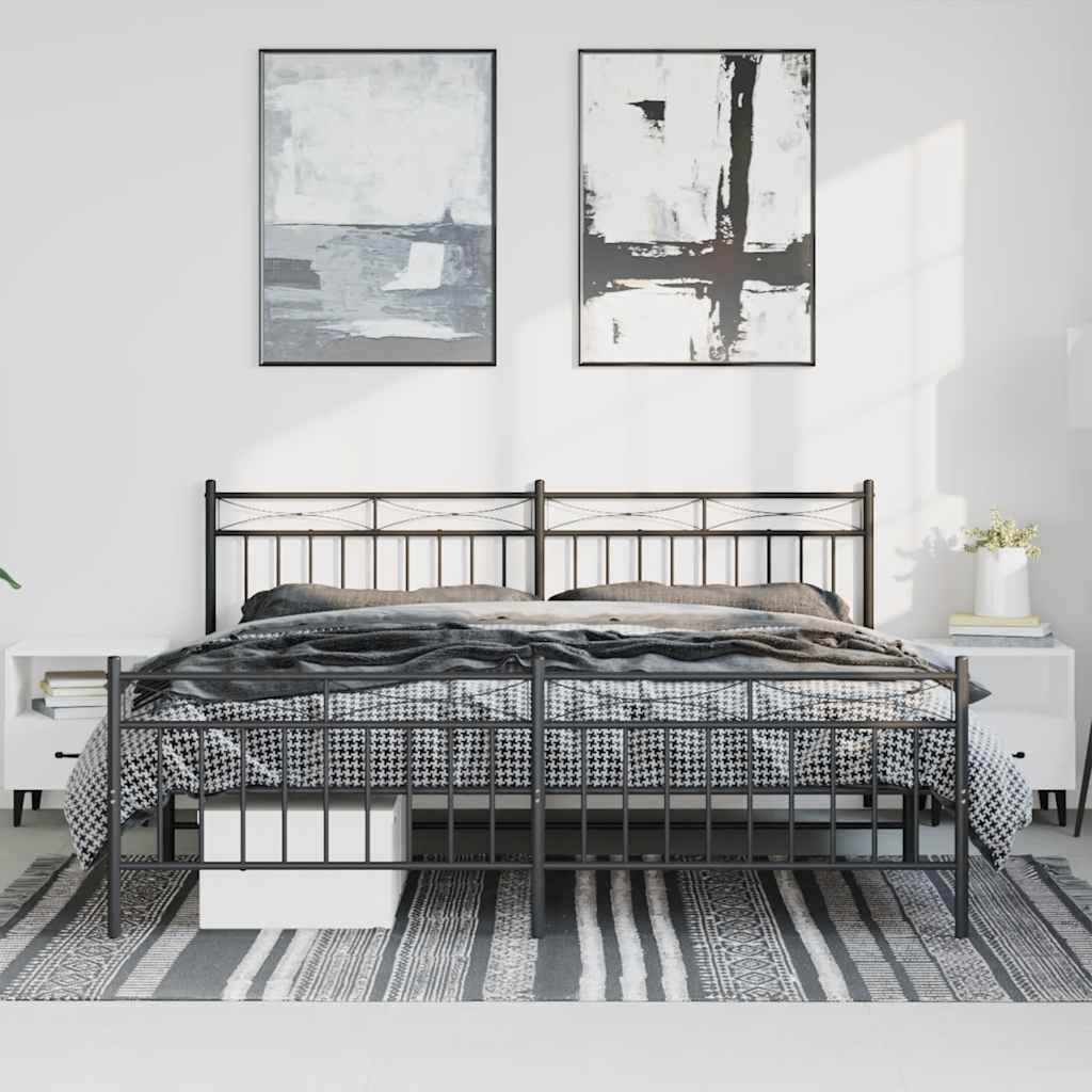 Bedframe met hoofd- en voeteneinde metaal zwart 183x213 cm is nu te koop bij PeponiXL, paradijselijk wonen!