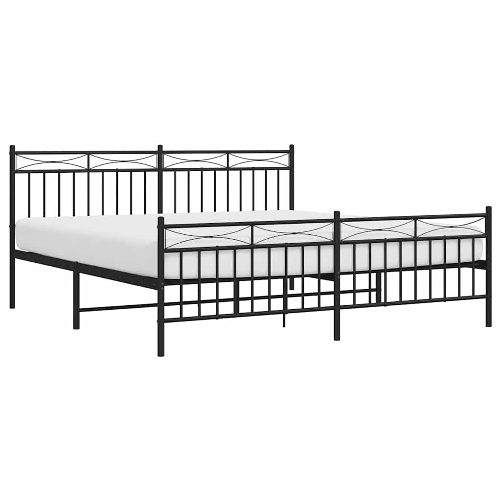 Bedframe met hoofd- en voeteneinde metaal zwart 183x213 cm is nu te koop bij PeponiXL, paradijselijk wonen!