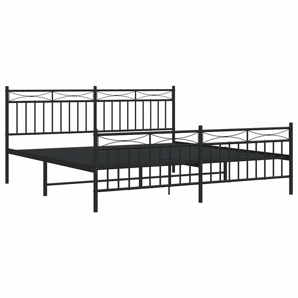 Bedframe met hoofd- en voeteneinde metaal zwart 183x213 cm is nu te koop bij PeponiXL, paradijselijk wonen!