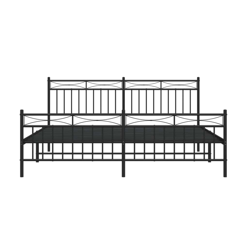 Bedframe met hoofd- en voeteneinde metaal zwart 183x213 cm is nu te koop bij PeponiXL, paradijselijk wonen!