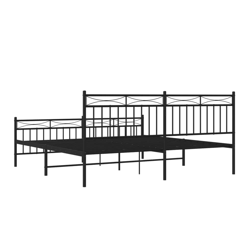 Bedframe met hoofd- en voeteneinde metaal zwart 183x213 cm is nu te koop bij PeponiXL, paradijselijk wonen!