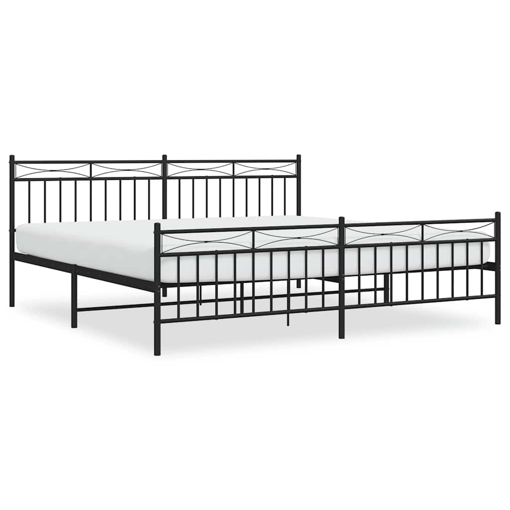 Bedframe met hoofd- en voeteneinde metaal zwart 193x203 cm is nu te koop bij PeponiXL, paradijselijk wonen!