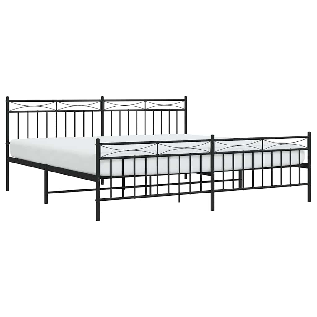 Bedframe met hoofd- en voeteneinde metaal zwart 193x203 cm is nu te koop bij PeponiXL, paradijselijk wonen!