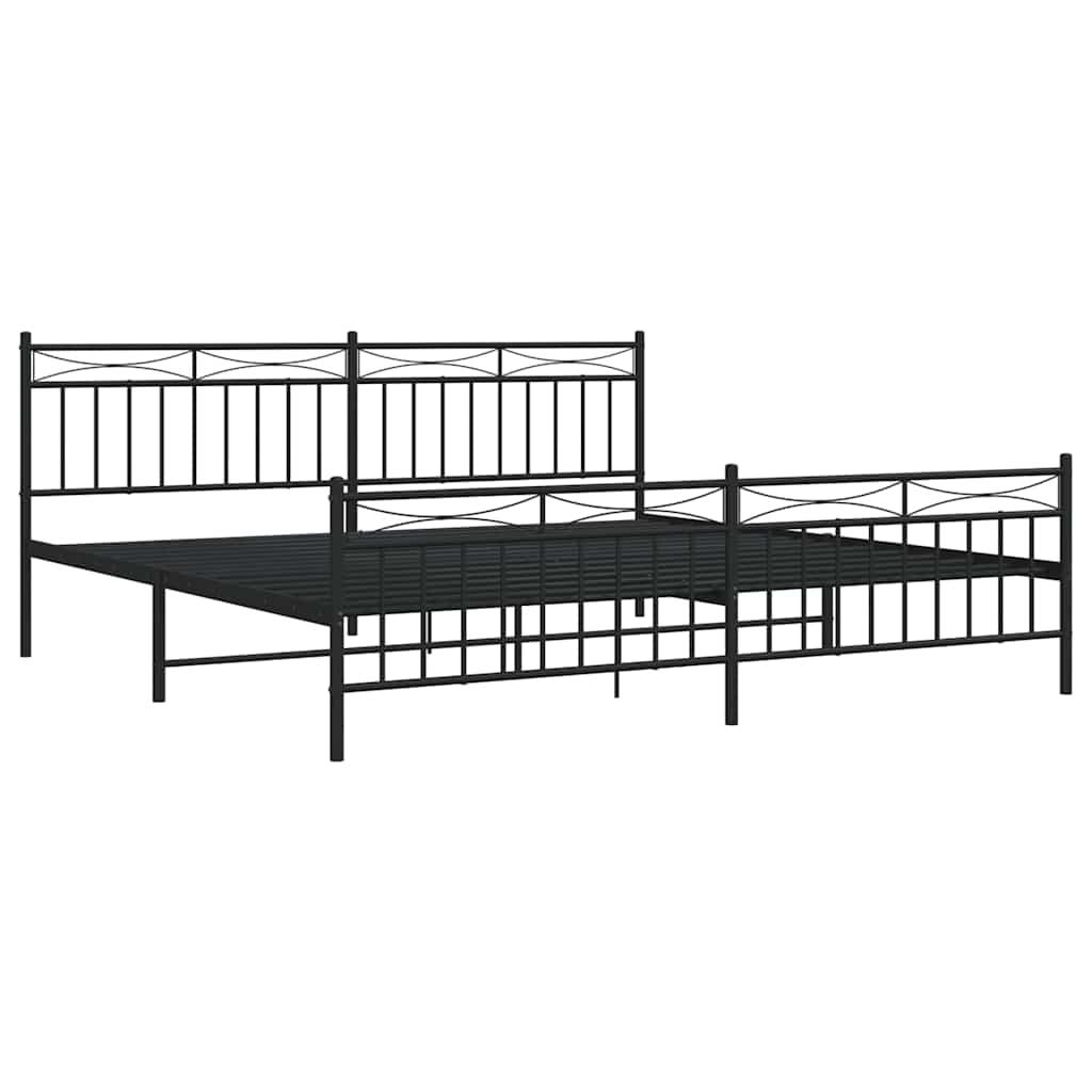 Bedframe met hoofd- en voeteneinde metaal zwart 193x203 cm is nu te koop bij PeponiXL, paradijselijk wonen!