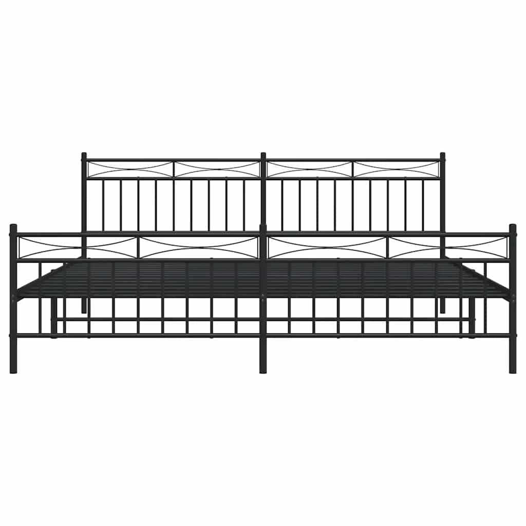 Bedframe met hoofd- en voeteneinde metaal zwart 193x203 cm is nu te koop bij PeponiXL, paradijselijk wonen!