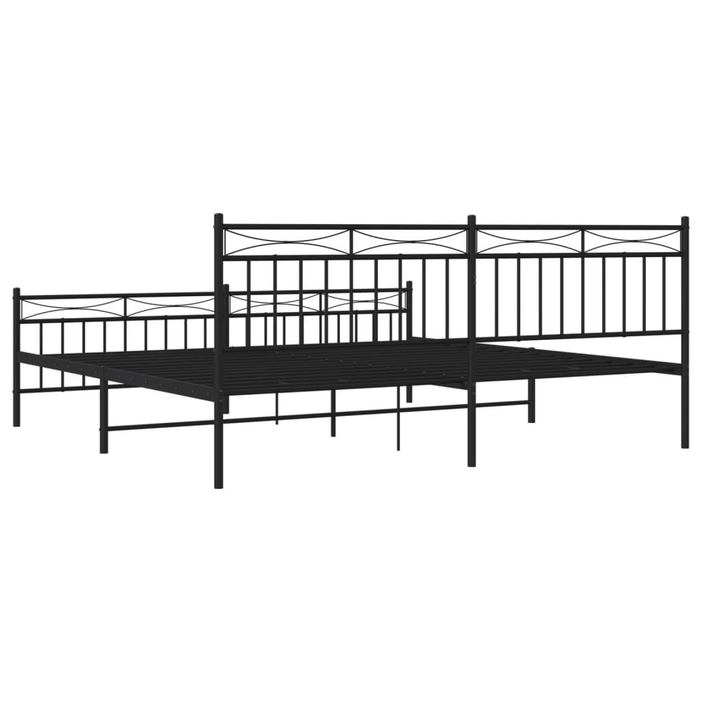 Bedframe met hoofd- en voeteneinde metaal zwart 193x203 cm is nu te koop bij PeponiXL, paradijselijk wonen!