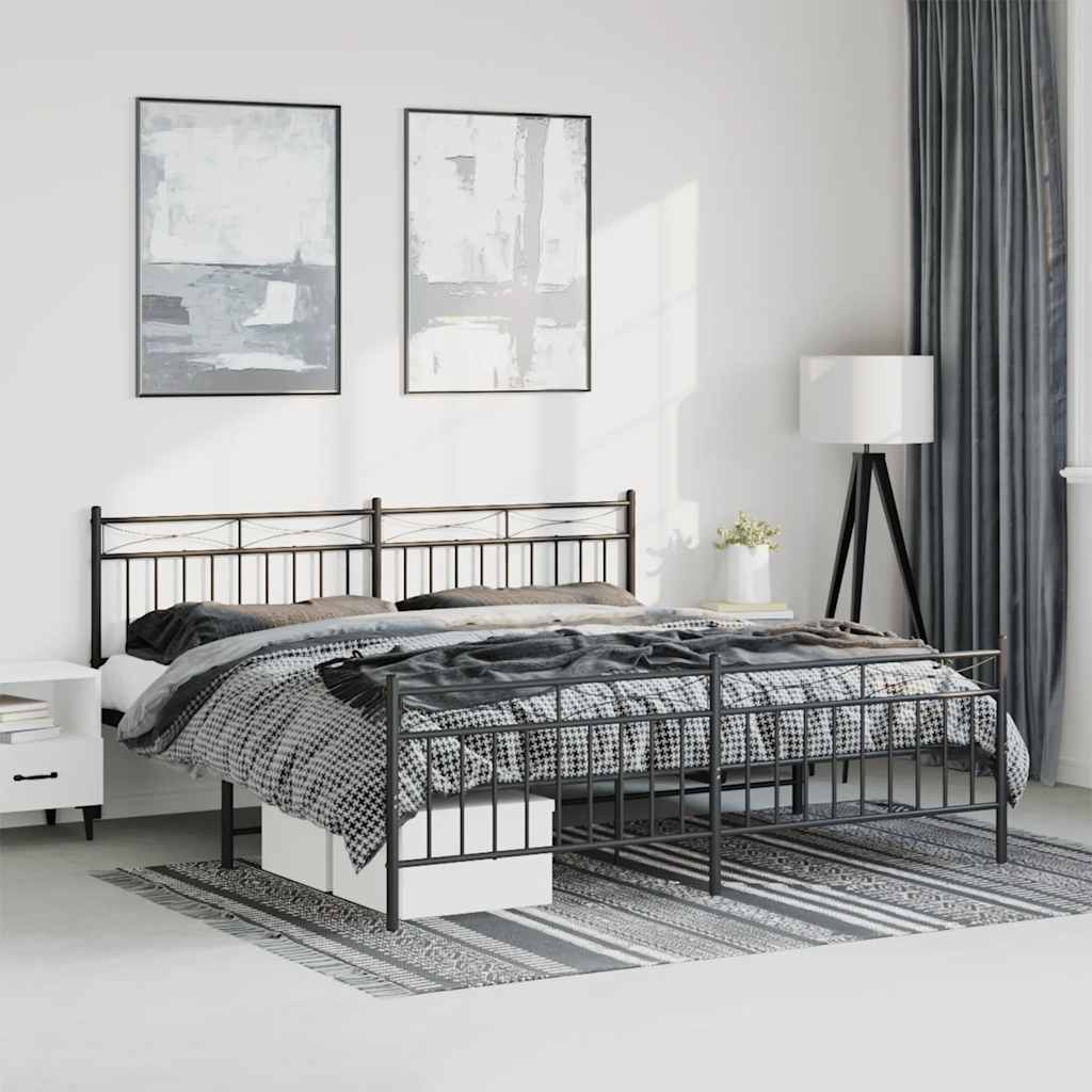 Bedframe met hoofd- en voeteneinde metaal zwart 193x203 cm is nu te koop bij PeponiXL, paradijselijk wonen!