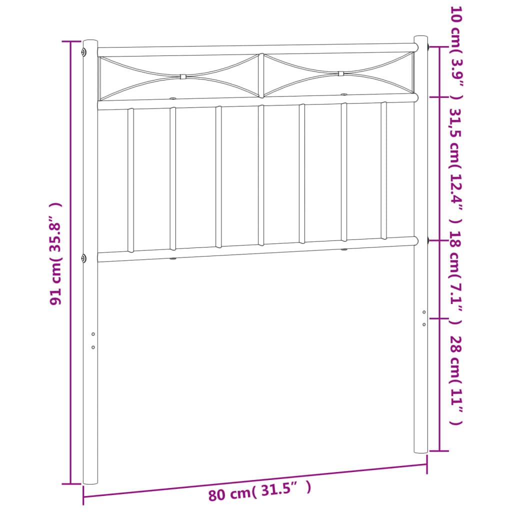 Vervangend hoofdbord 75 cm metaal zwart is nu te koop bij PeponiXL, paradijselijk wonen!