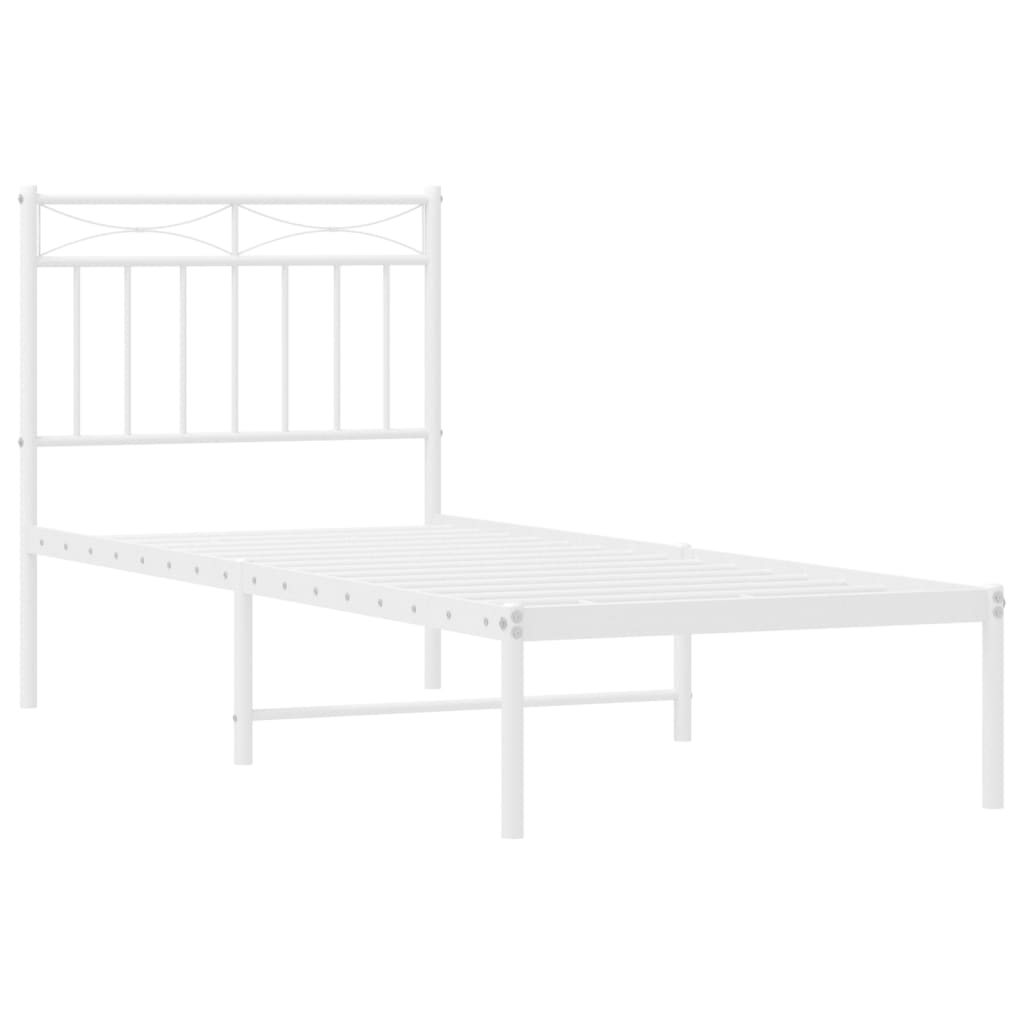 Bedframe met hoofdbord zonder matras metaal wit 75x190 cm is nu te koop bij PeponiXL, paradijselijk wonen!