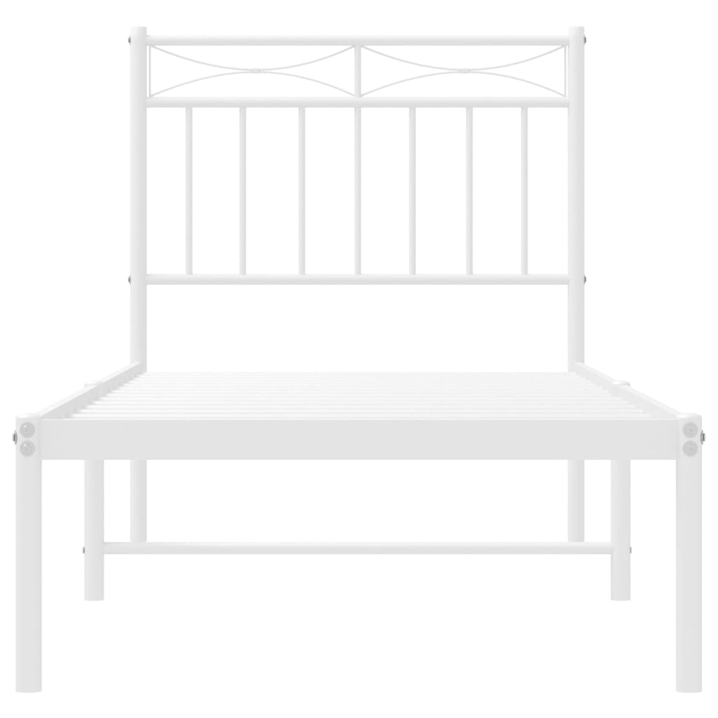 Bedframe met hoofdbord zonder matras metaal wit 75x190 cm is nu te koop bij PeponiXL, paradijselijk wonen!