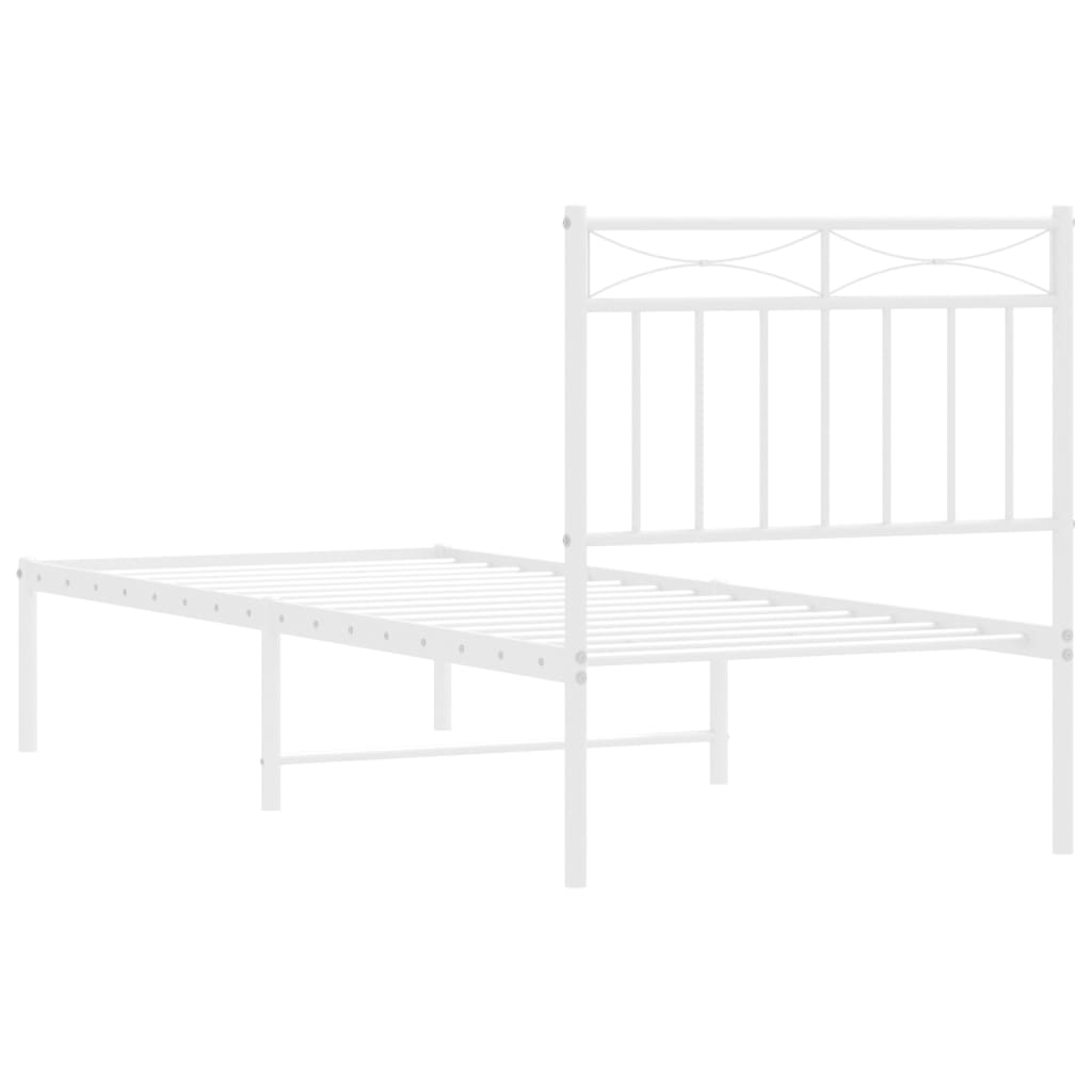 Bedframe met hoofdbord zonder matras metaal wit 75x190 cm is nu te koop bij PeponiXL, paradijselijk wonen!