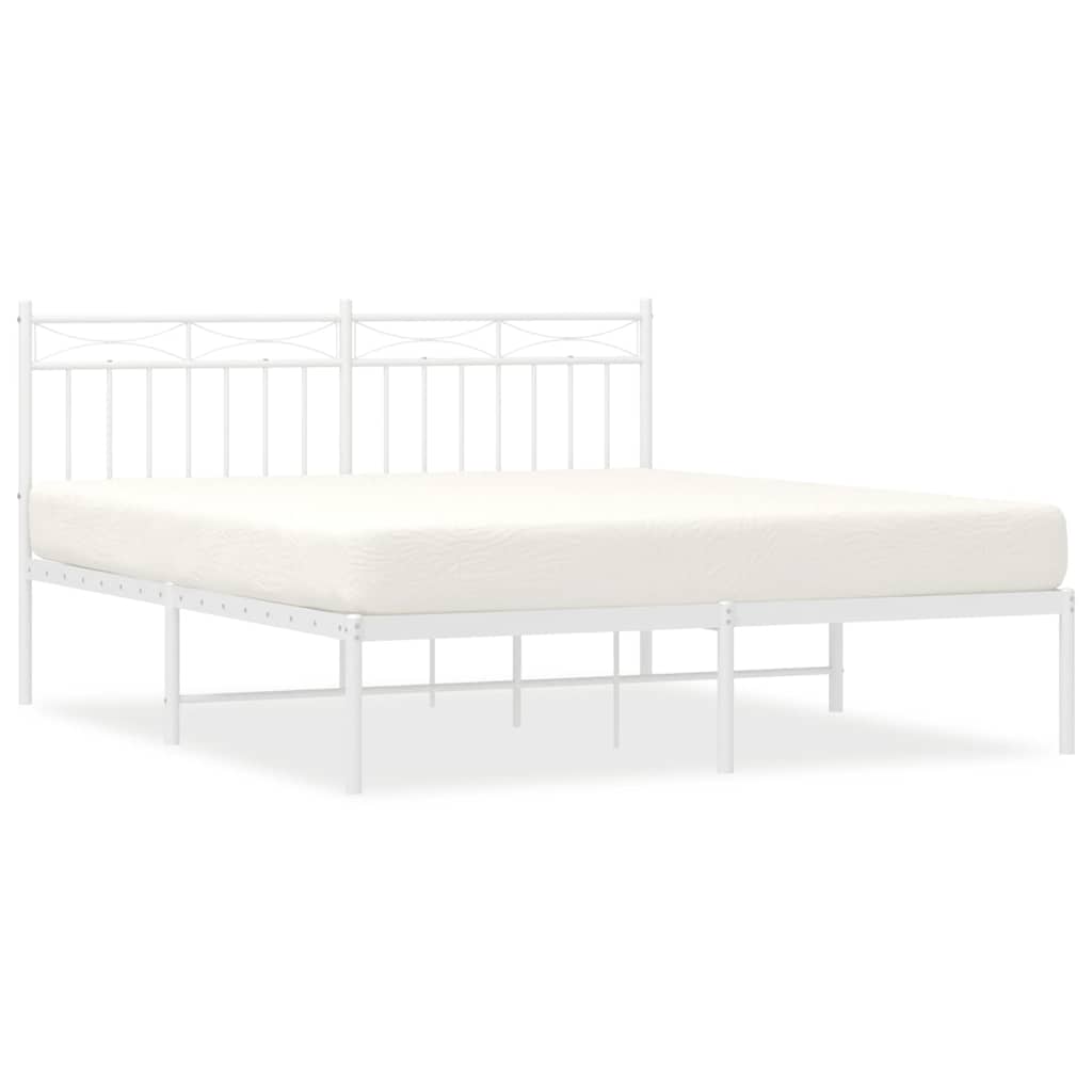 Bedframe met hoofdbord metaal wit 150x200 cm is nu te koop bij PeponiXL, paradijselijk wonen!