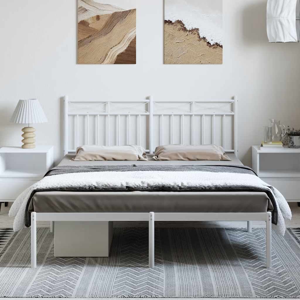 Bedframe met hoofdbord metaal wit 150x200 cm is nu te koop bij PeponiXL, paradijselijk wonen!
