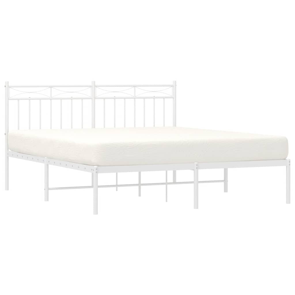 Bedframe met hoofdbord metaal wit 150x200 cm is nu te koop bij PeponiXL, paradijselijk wonen!