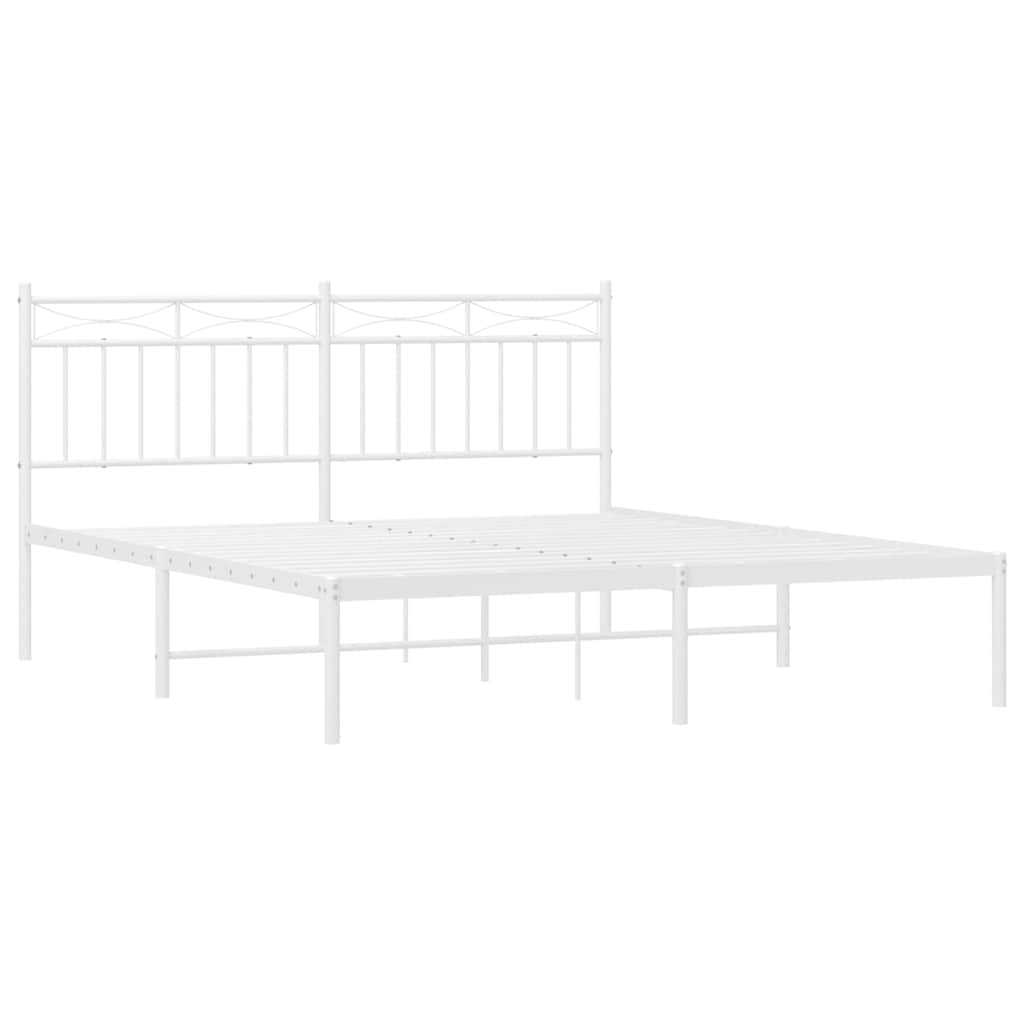 Bedframe met hoofdbord metaal wit 150x200 cm is nu te koop bij PeponiXL, paradijselijk wonen!