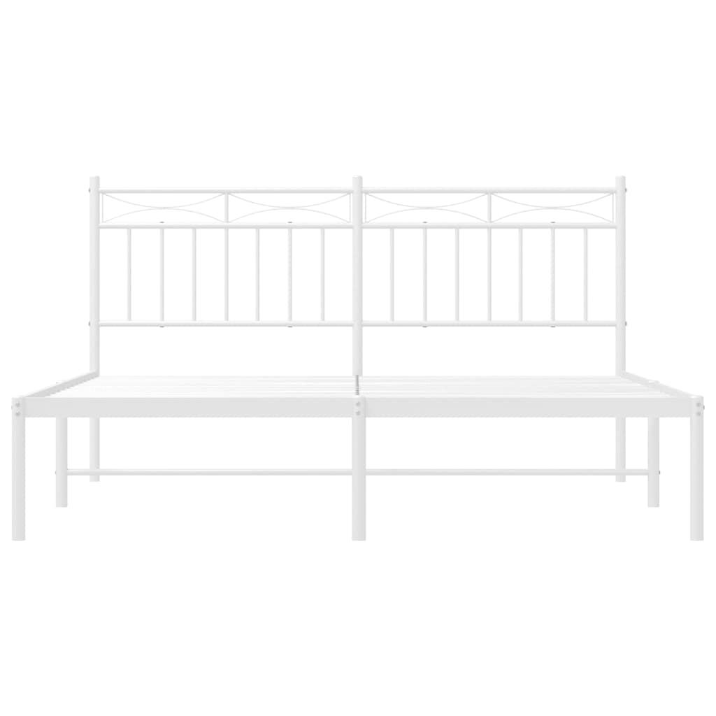 Bedframe met hoofdbord metaal wit 150x200 cm is nu te koop bij PeponiXL, paradijselijk wonen!