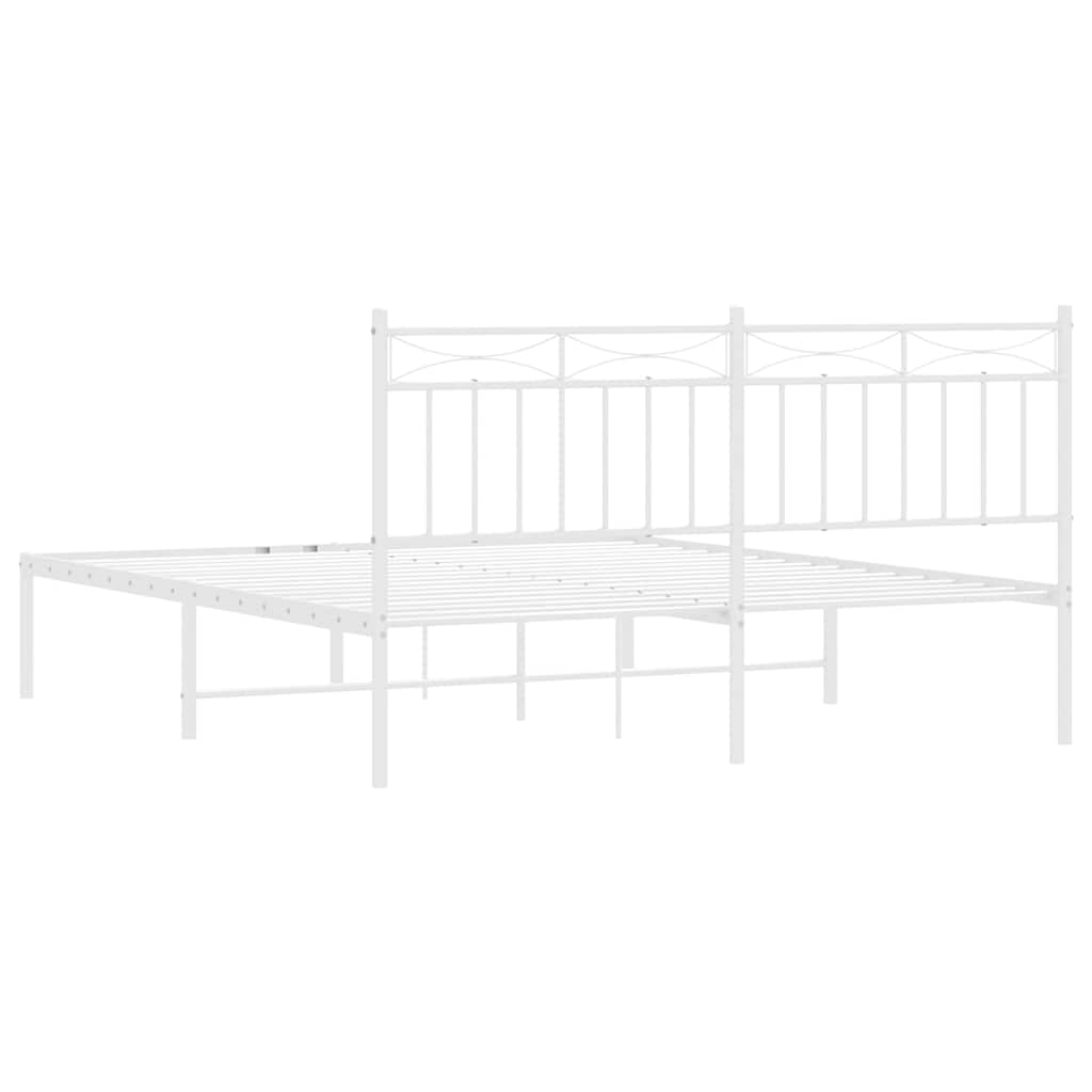 Bedframe met hoofdbord metaal wit 150x200 cm is nu te koop bij PeponiXL, paradijselijk wonen!