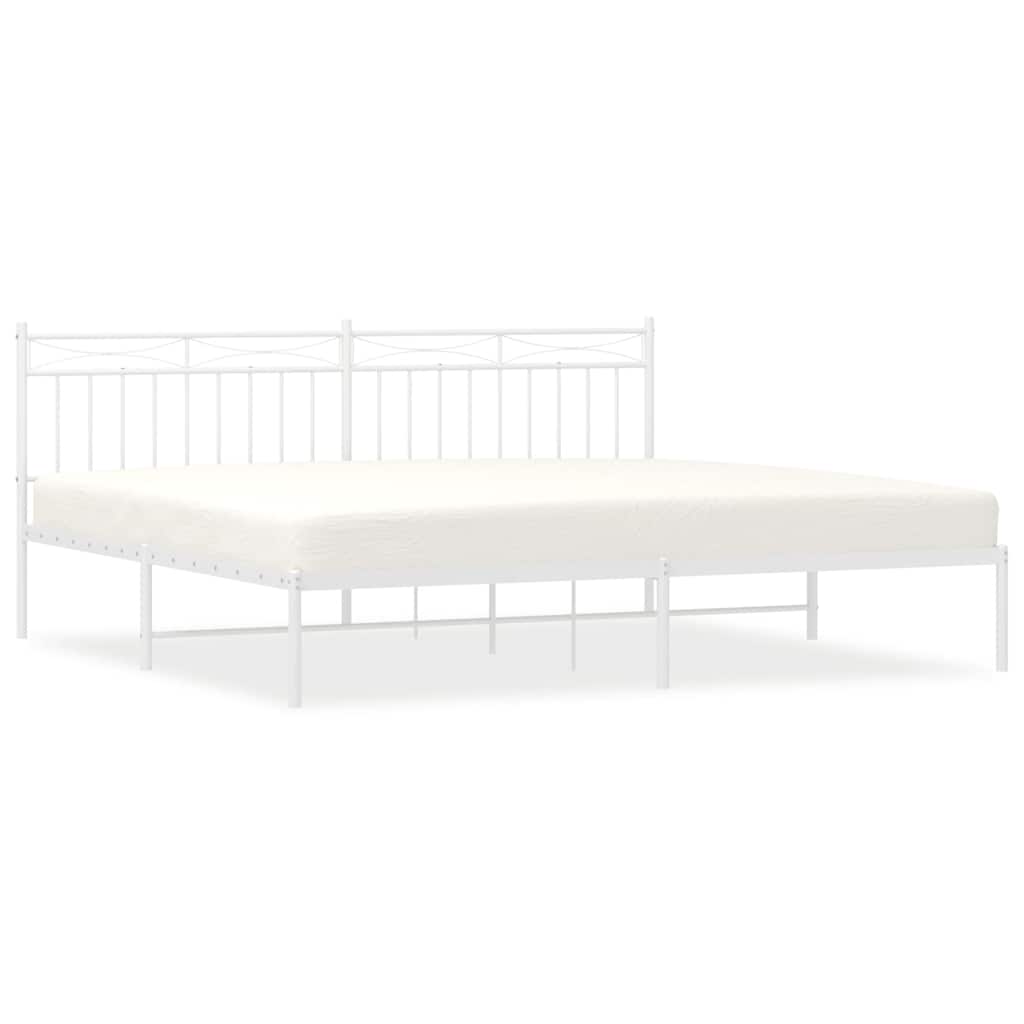 Bedframe met hoofdbord metaal wit 193x203 cm is nu te koop bij PeponiXL, paradijselijk wonen!