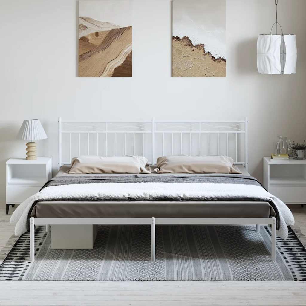 Bedframe met hoofdbord metaal wit 193x203 cm is nu te koop bij PeponiXL, paradijselijk wonen!