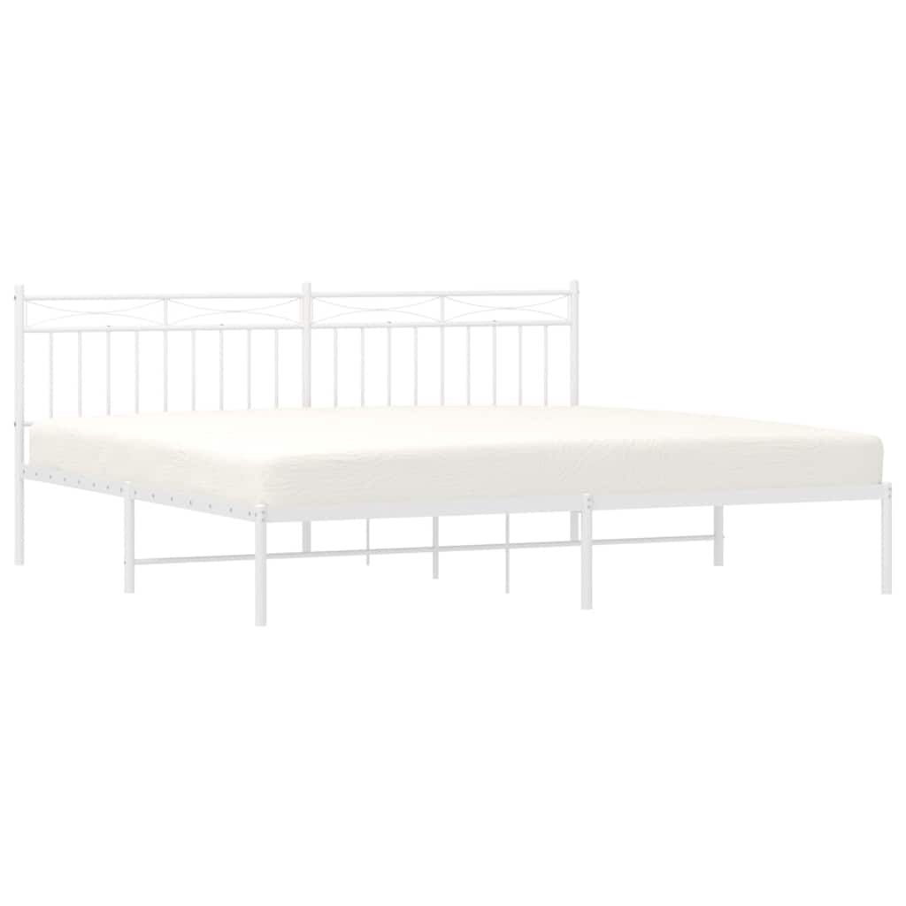 Bedframe met hoofdbord metaal wit 193x203 cm is nu te koop bij PeponiXL, paradijselijk wonen!