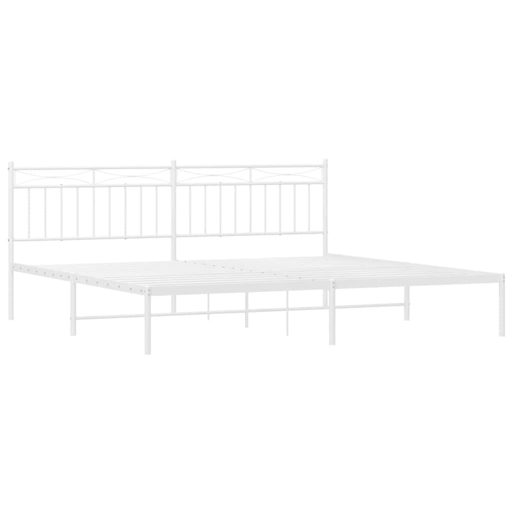 Bedframe met hoofdbord metaal wit 193x203 cm is nu te koop bij PeponiXL, paradijselijk wonen!