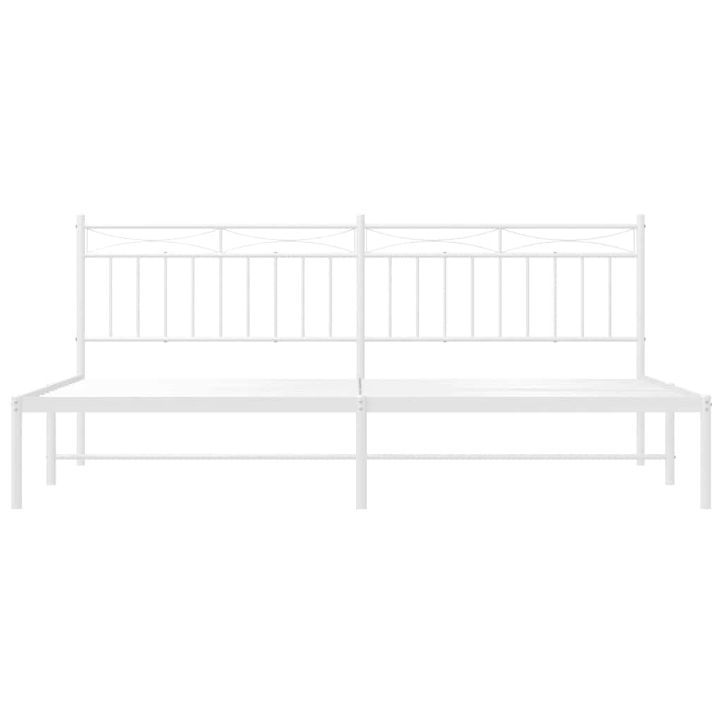 Bedframe met hoofdbord metaal wit 193x203 cm is nu te koop bij PeponiXL, paradijselijk wonen!