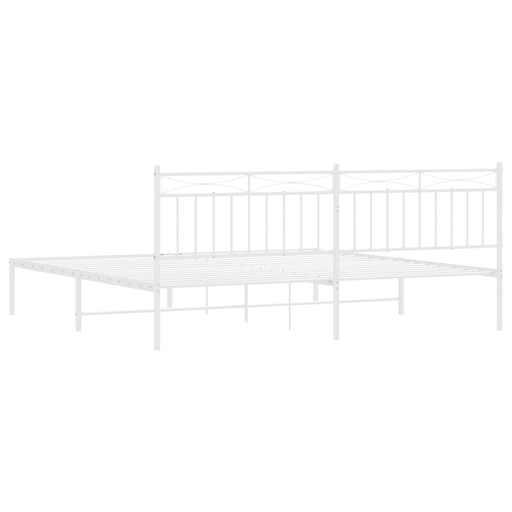 Bedframe met hoofdbord metaal wit 193x203 cm is nu te koop bij PeponiXL, paradijselijk wonen!