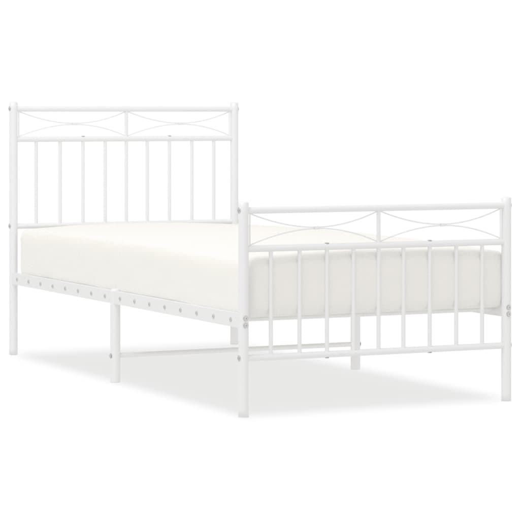 Bedframe met hoofd- en voeteneinde metaal wit 90x190 cm is nu te koop bij PeponiXL, paradijselijk wonen!