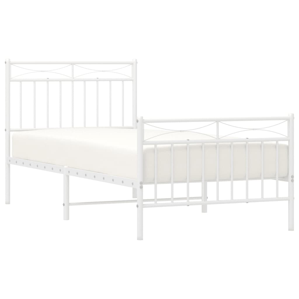 Bedframe met hoofd- en voeteneinde metaal wit 90x190 cm is nu te koop bij PeponiXL, paradijselijk wonen!