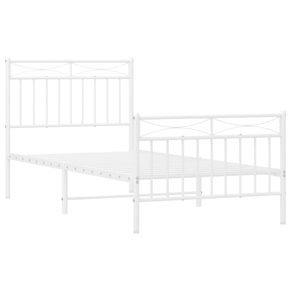 Bedframe met hoofd- en voeteneinde metaal wit 90x190 cm is nu te koop bij PeponiXL, paradijselijk wonen!