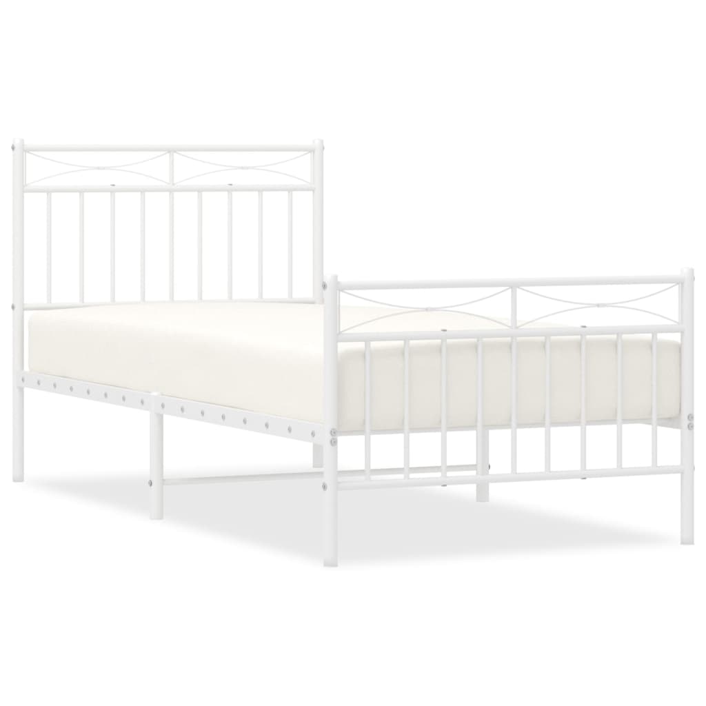 Bedframe met hoofd- en voeteneinde metaal wit 90x200 cm is nu te koop bij PeponiXL, paradijselijk wonen!