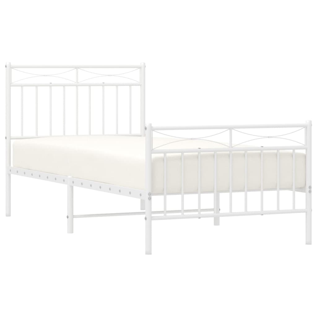 Bedframe met hoofd- en voeteneinde metaal wit 90x200 cm is nu te koop bij PeponiXL, paradijselijk wonen!