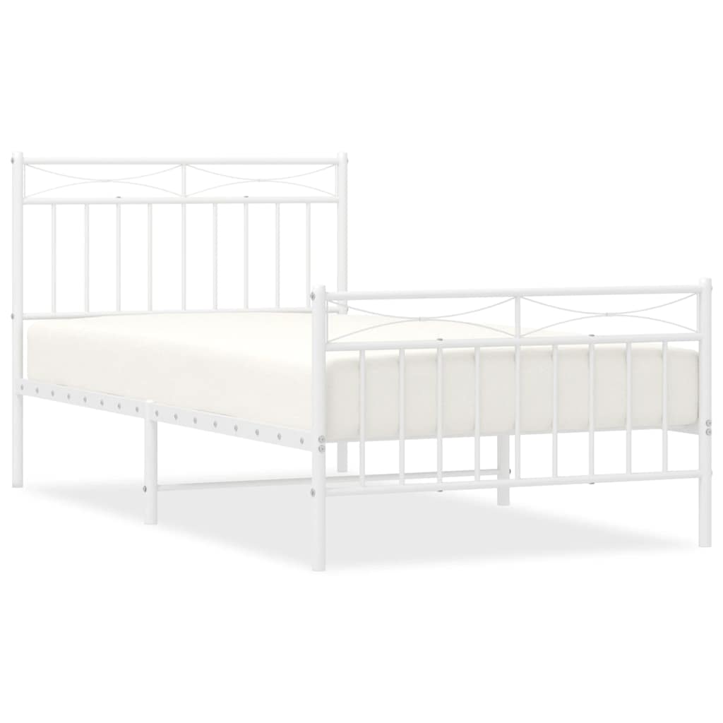 Bedframe met hoofd- en voeteneinde metaal wit 100x190 cm