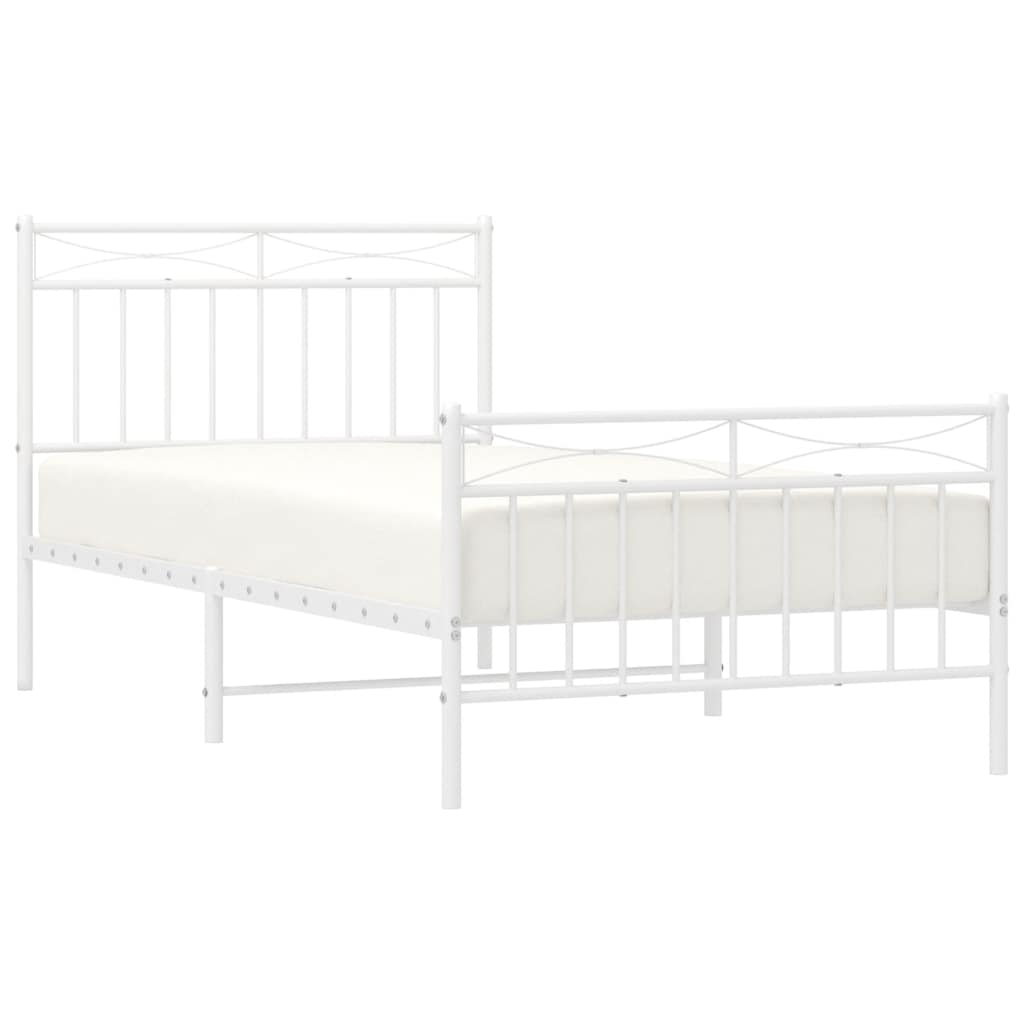 Bedframe met hoofd- en voeteneinde metaal wit 100x190 cm